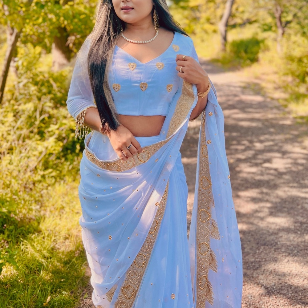 Indian White Saree dress 🤍 ready to wear